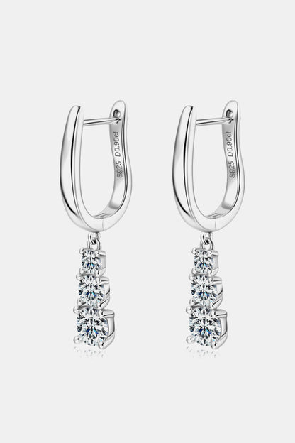 1.8 Carat Moissanite Sterling Silver Drop Earrings Jewelry