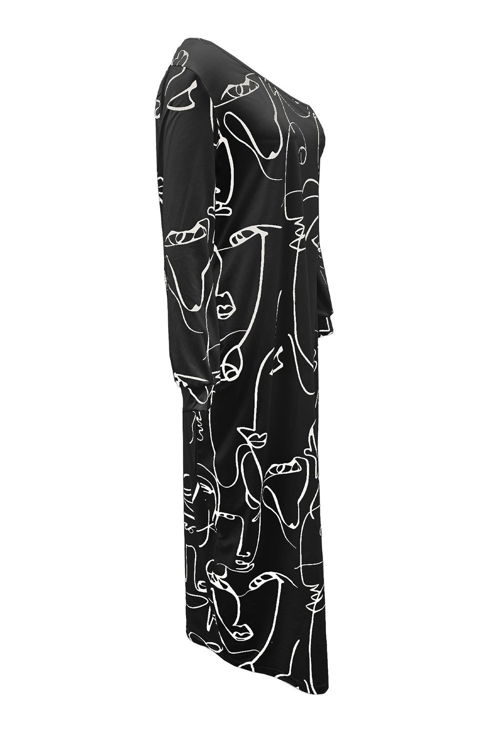 Printed Single Shoulder Lantern Sleeve Maxi Dress apparel & accessories