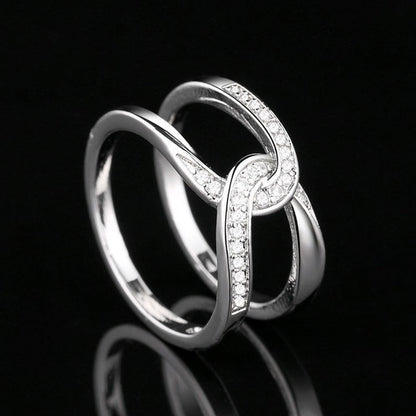 Twisted Inlaid Zircon Double-layered Ring apparel & accessories