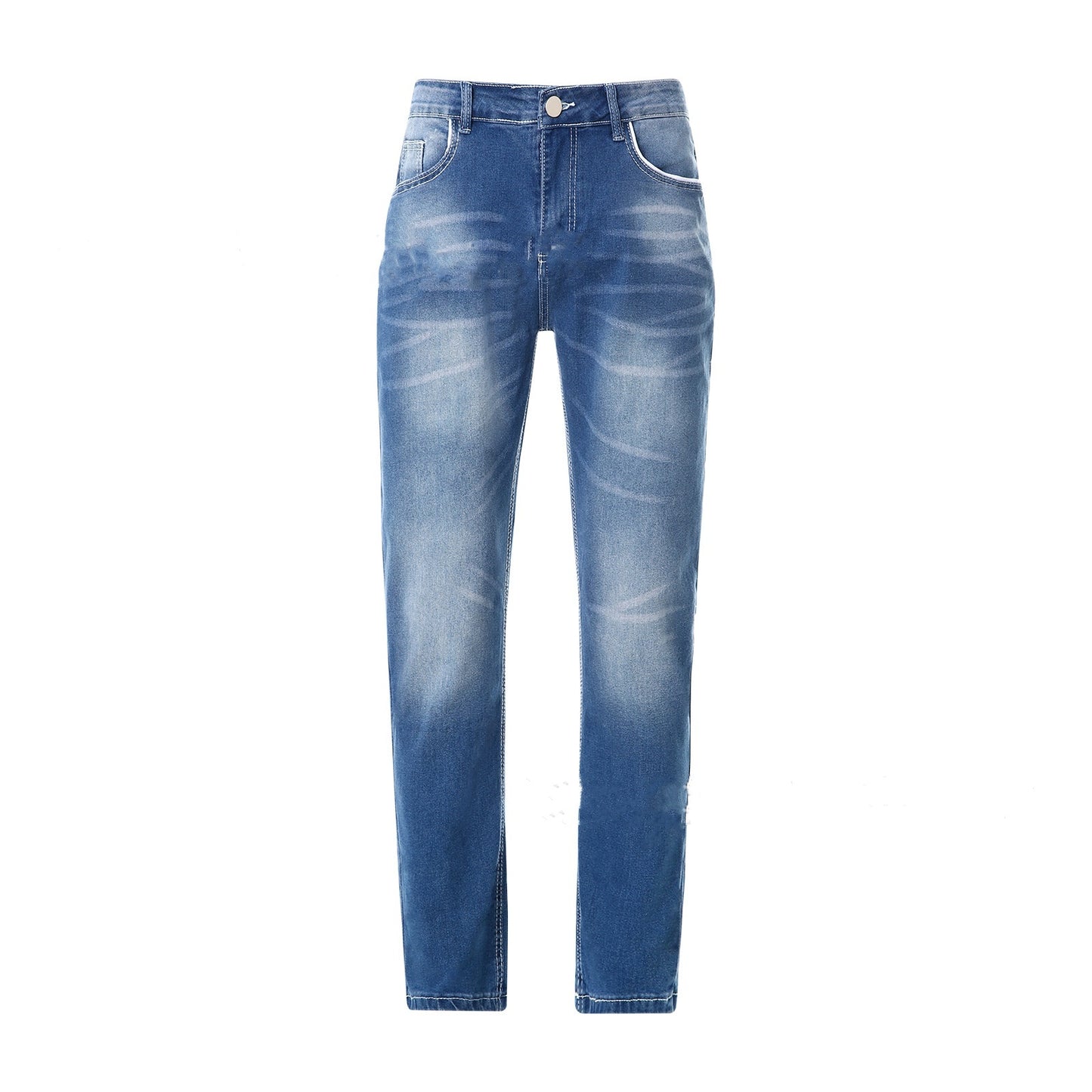 High Quality Blue Slim-fitting Simple Small Straight-leg Jeans apparel & accessories