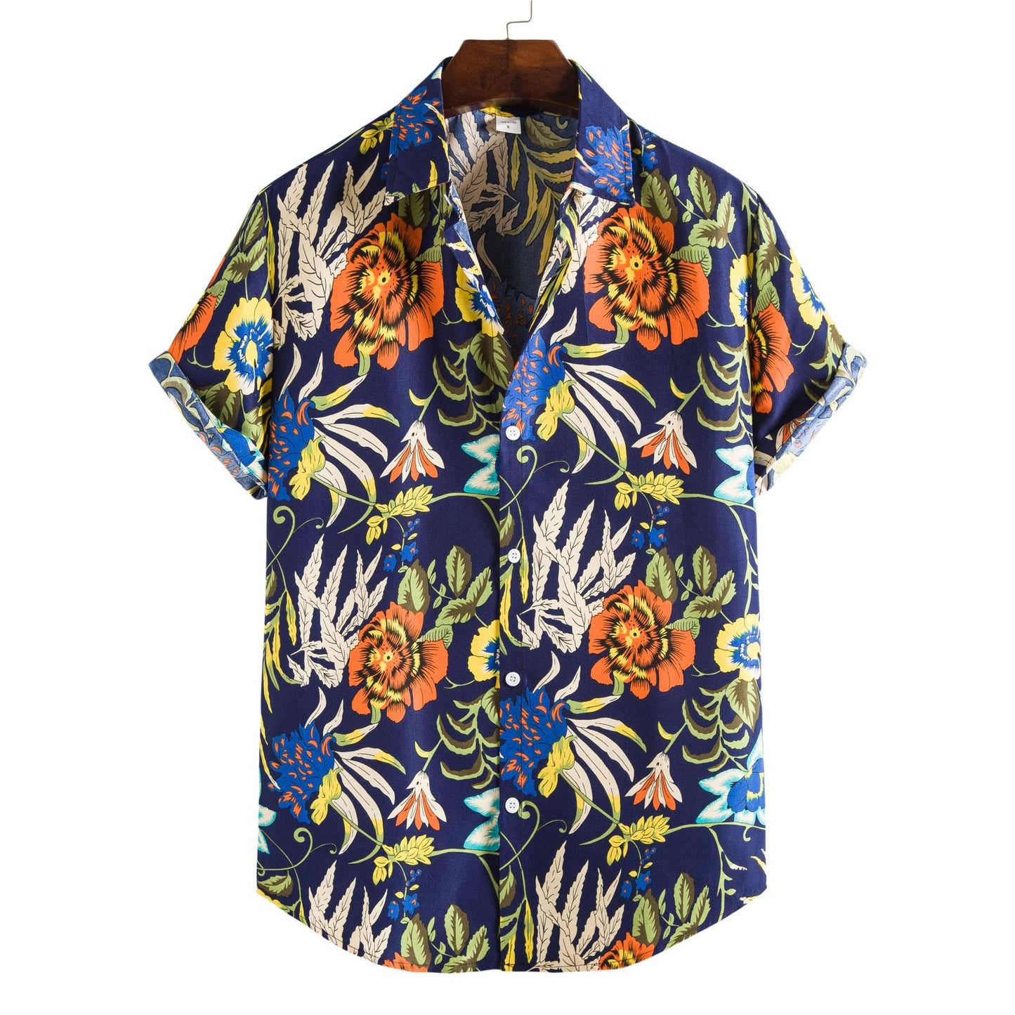 Printed Casual Men's Short-sleeved Shirt Lapel apparel & accessories