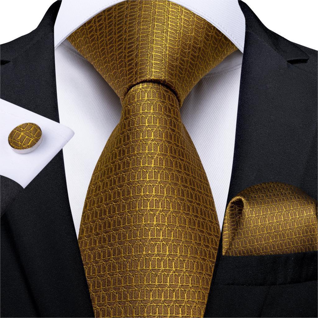 Men's Tie Luxury Black And Gold Striped Silk Woven apparels & accessories