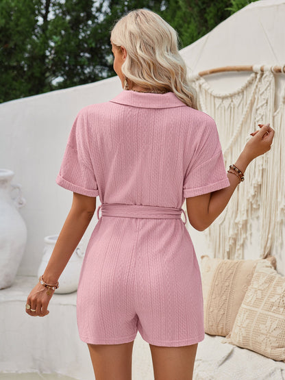 Short Sleeve Tie Waist Romper apparel & accessories