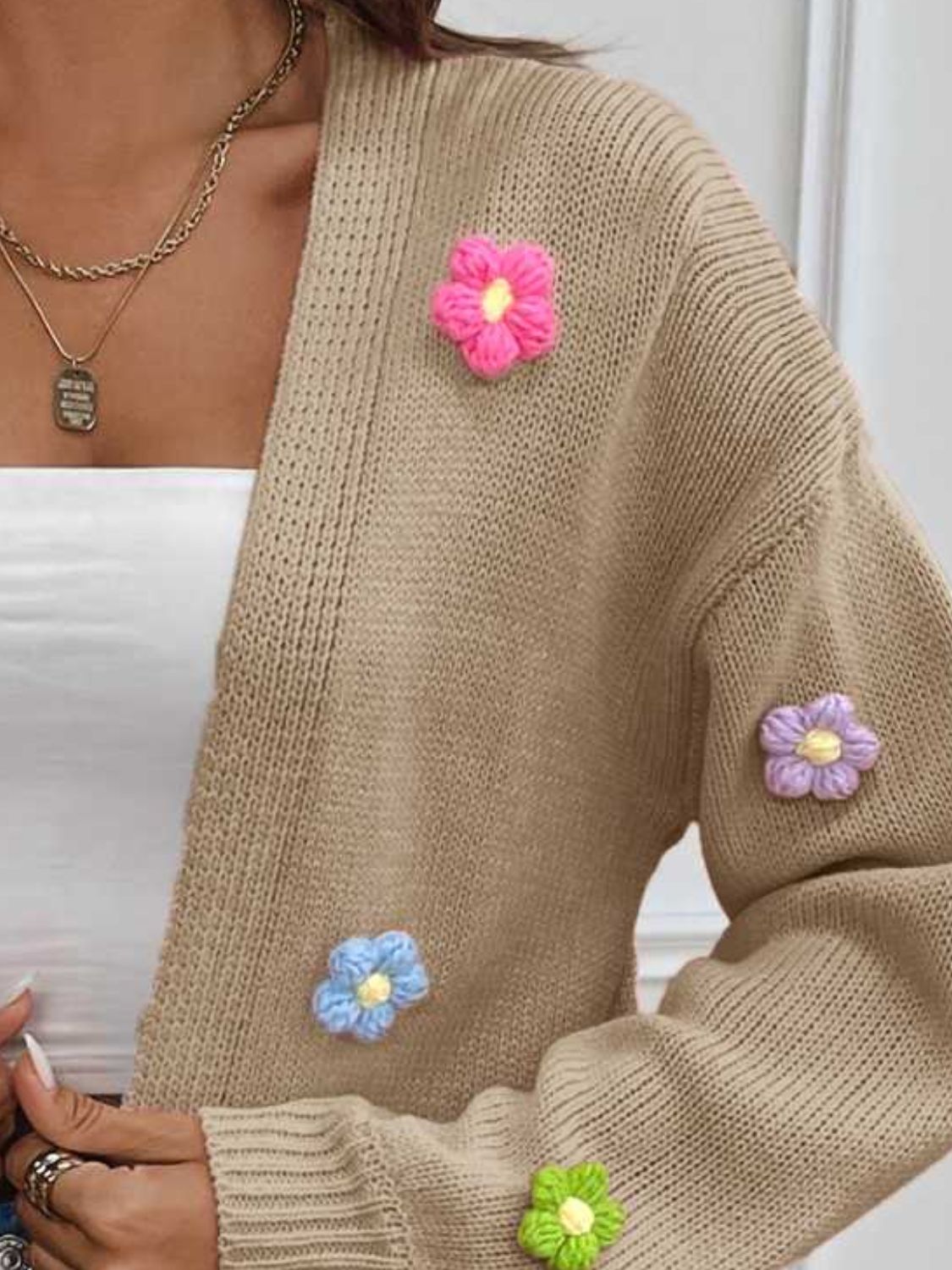 Floral Long Sleeve Open Front Cardigan apparel & accessories