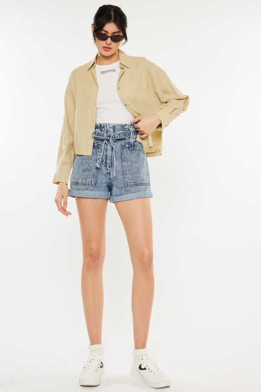 Kancan Ultra High Rise Paperbag Denim Shorts Bottom wear