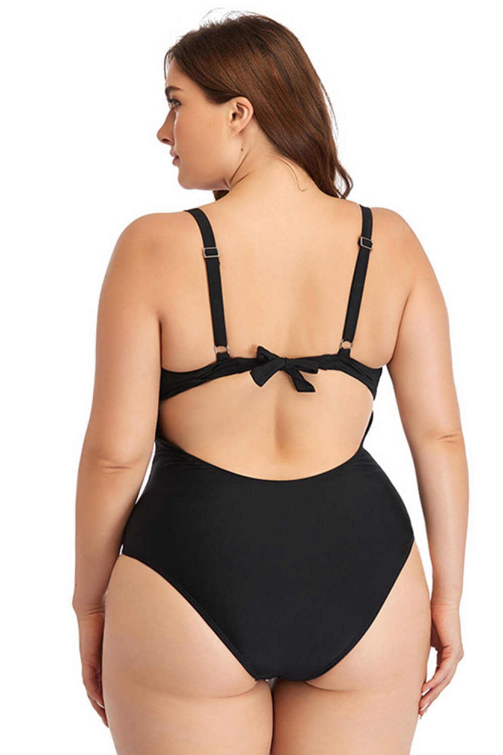 Plus Size Spliced Mesh Tie-Back One-Piece Swimsuit apparel & accessories