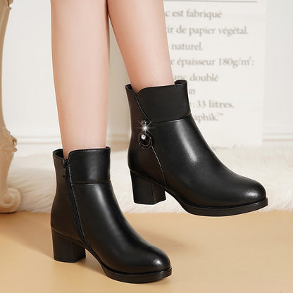 Middle-aged Women's Velvet Short Boots Shoes & Bags