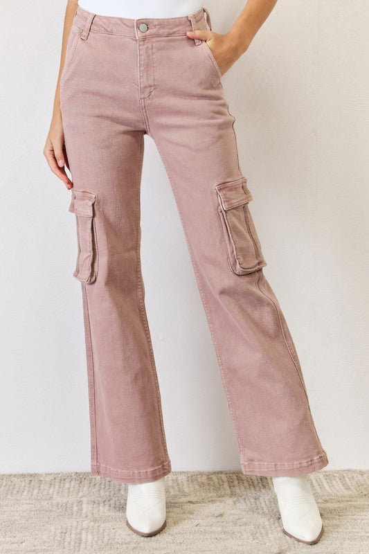 RISEN Full Size High Rise Cargo Wide Leg Jeans Bottom wear