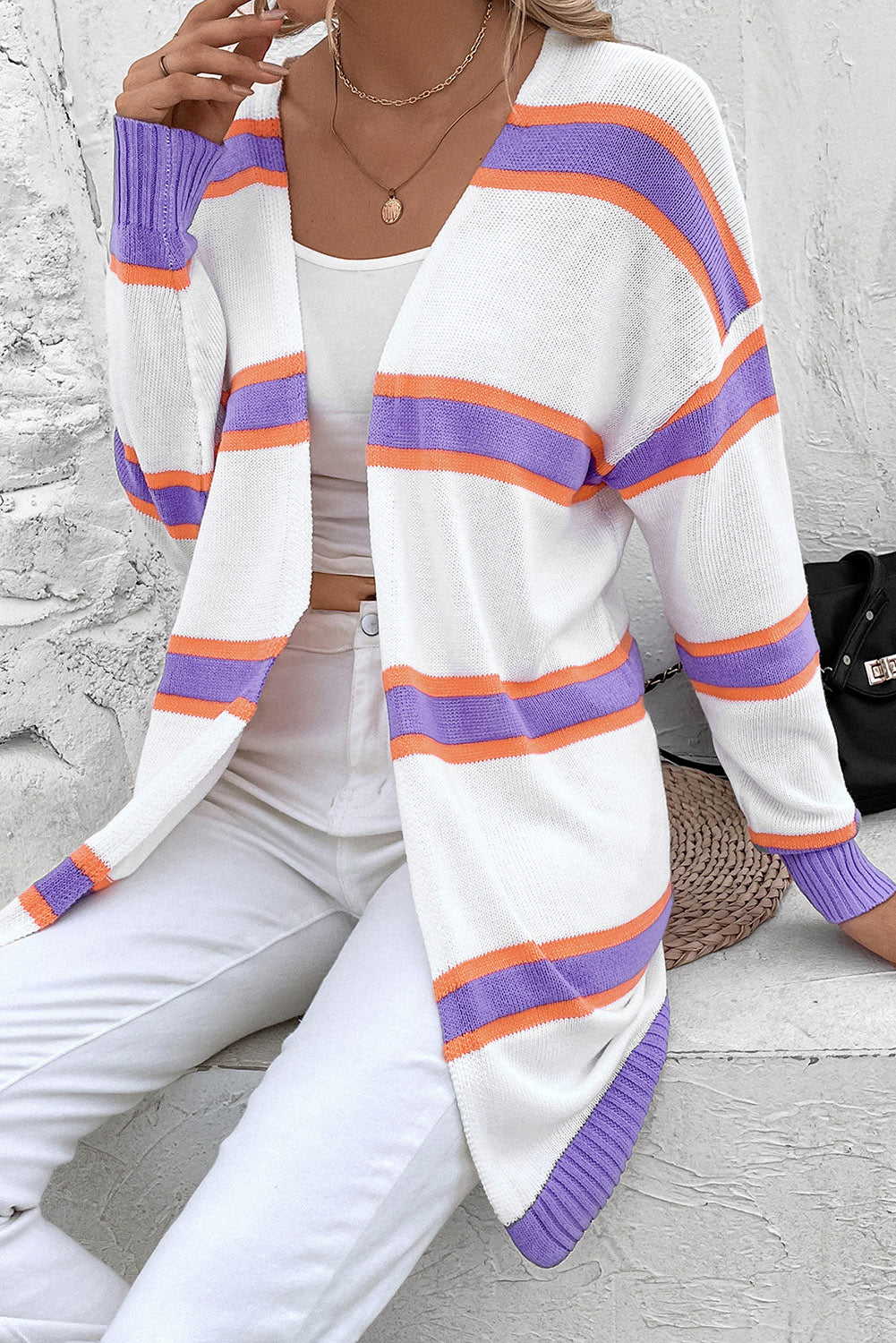 Striped Dropped Shoulder Cardigan apparel & accessories