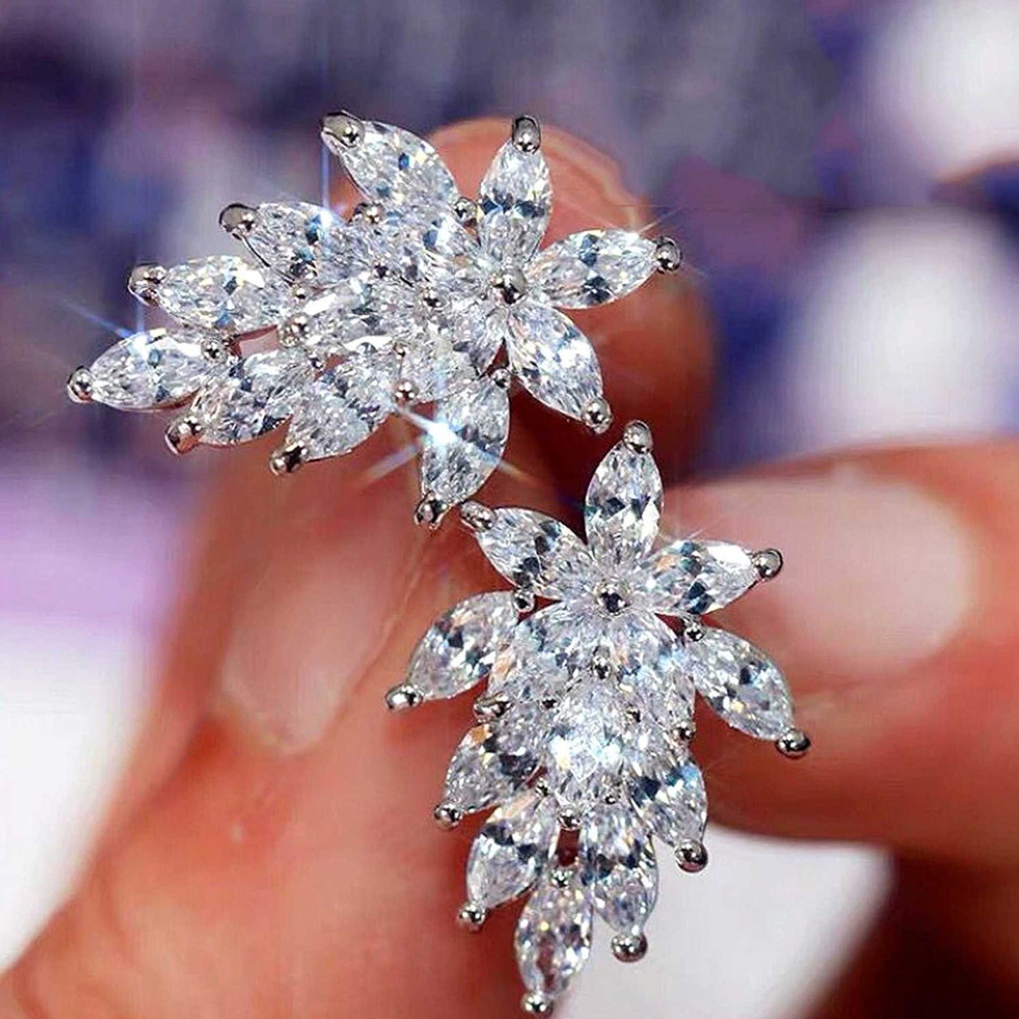 Zircon Horse Eye Diamond Bright Crystal Stud Earrings Jewelry