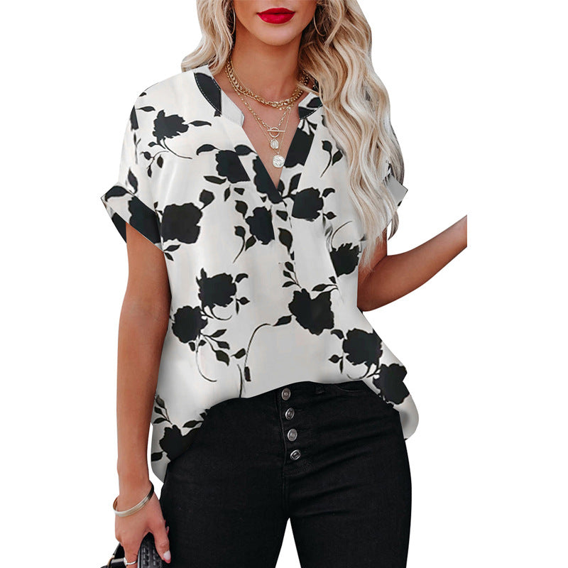 Summer Women's Clothing New Floral Print Short Sleeve Shirt For Women apparels & accessories