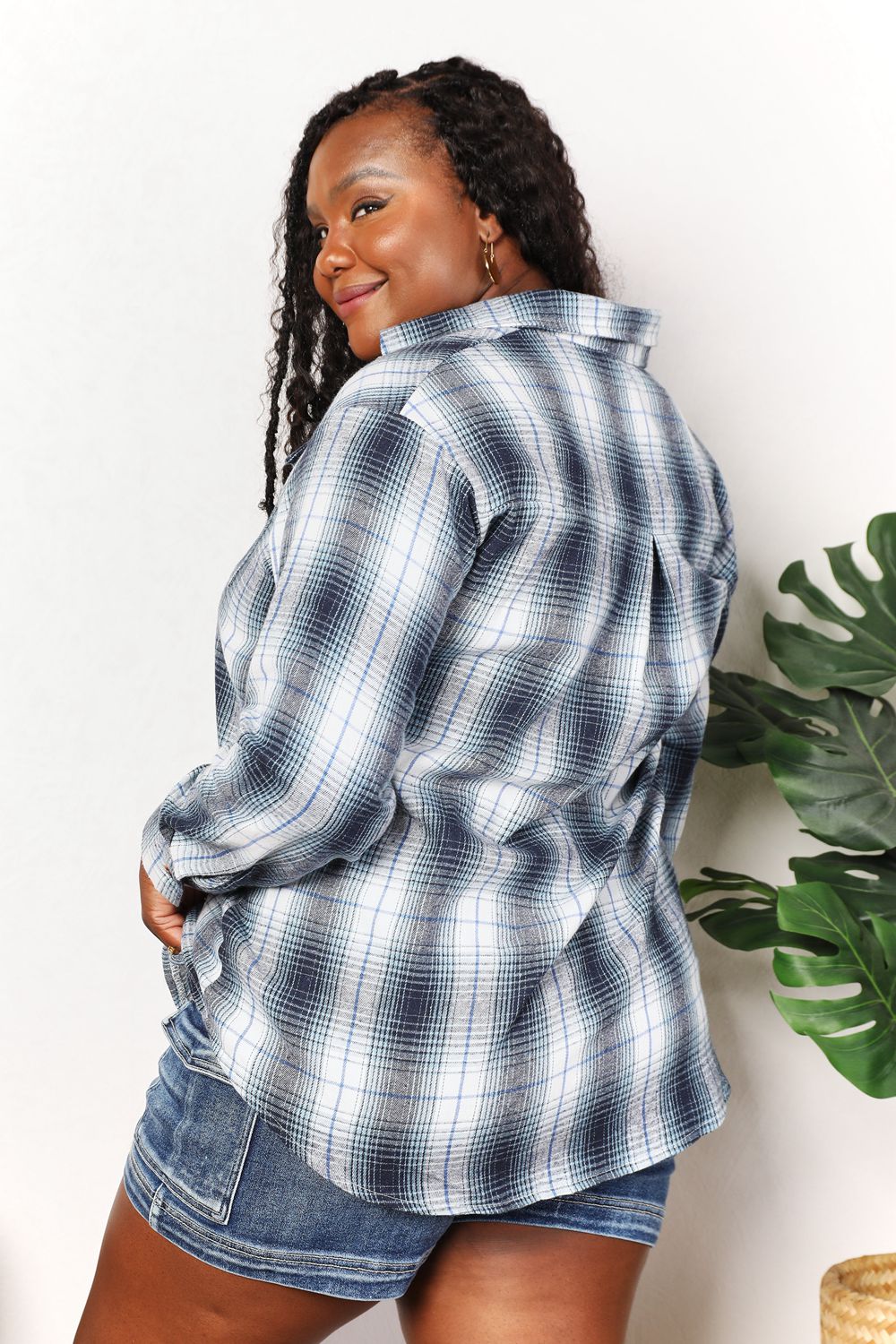 Plaid Dropped Shoulder Shirt Dresses & Tops