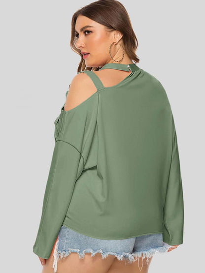 Plus Size Cold-Shoulder Tied Top apparel & accessories