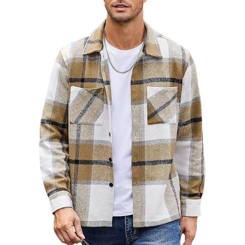 Men's High-end Thermal Plaid Padded Shirt Coat men's clothing