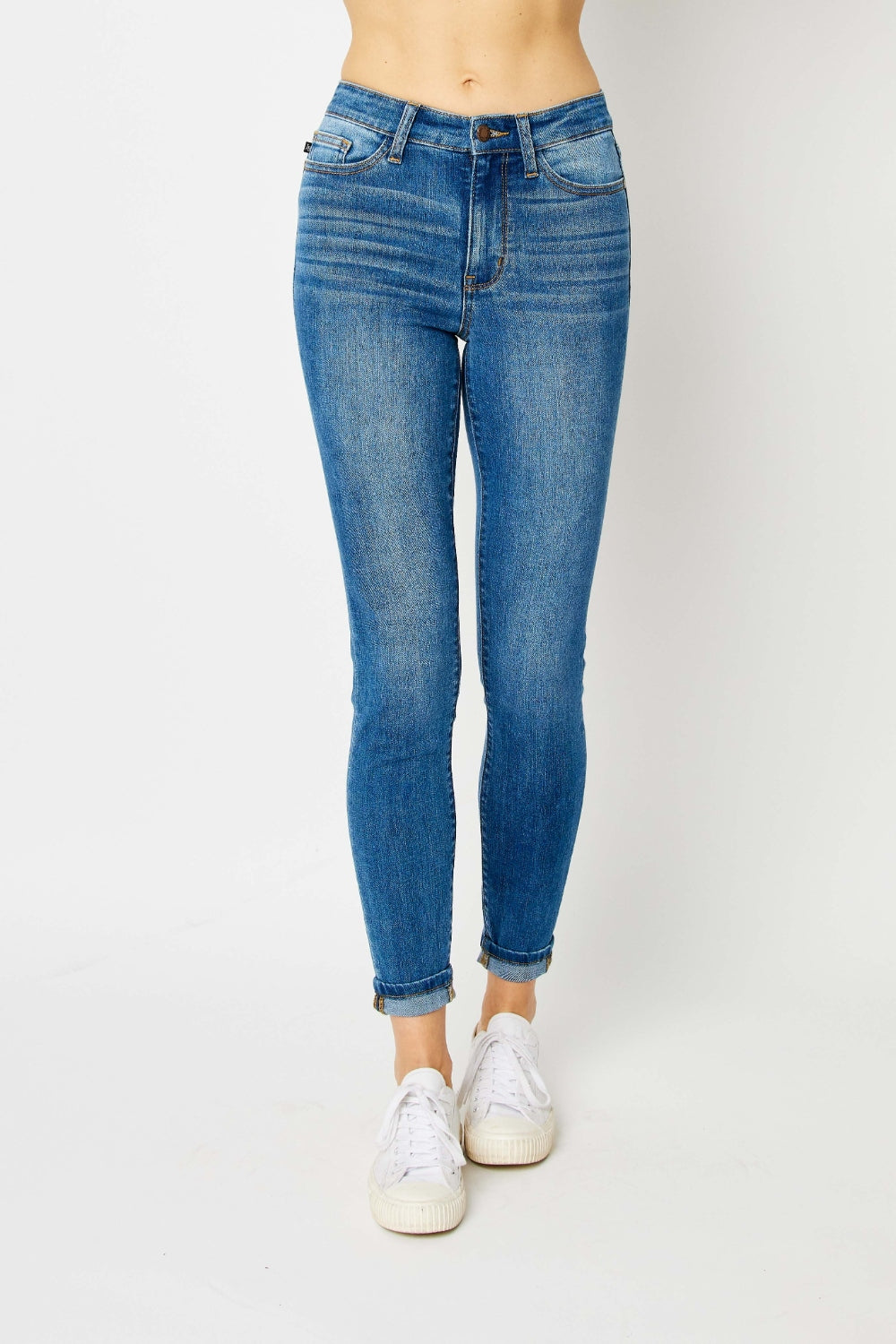 Judy Blue Cuffed Hem Low Waist Skinny Jeans Bottom wear