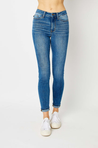 Judy Blue Cuffed Hem Low Waist Skinny Jeans Bottom wear