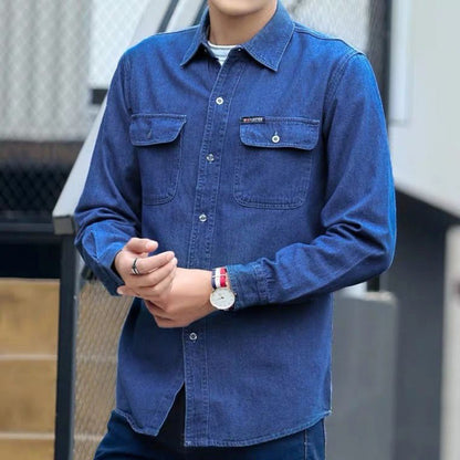 Thin Long Sleeve Coat Soft Denim Top Shirt Autumn Loose Men apparels & accessories