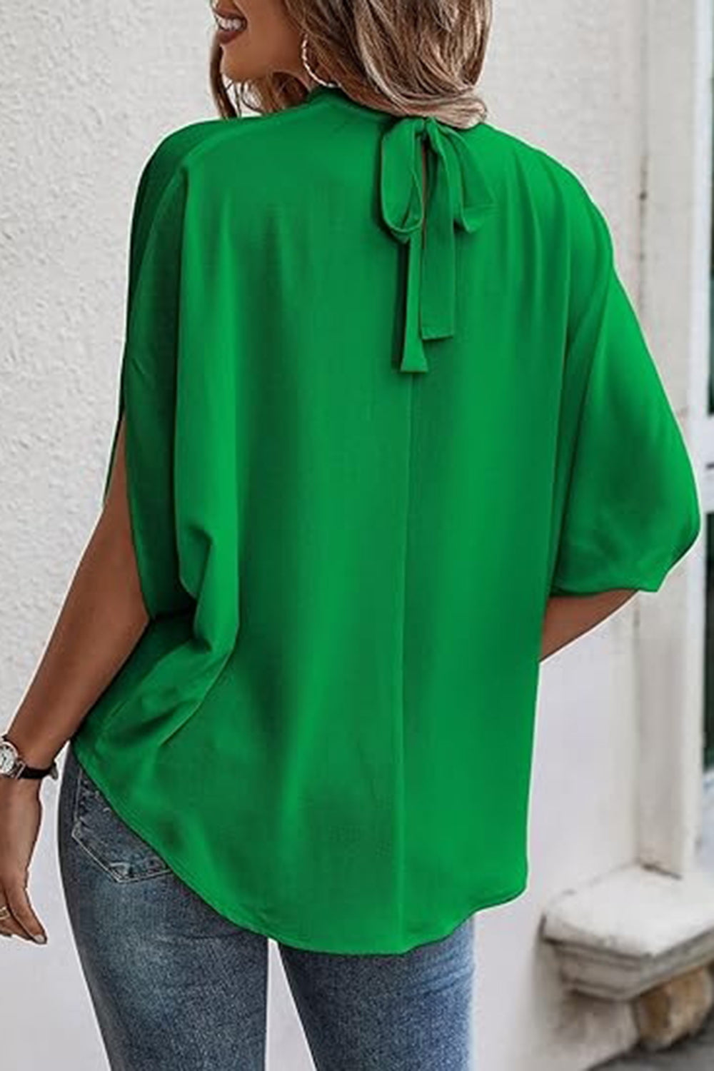 Tie Back Slit Half Sleeve Blouse apparel & accessories