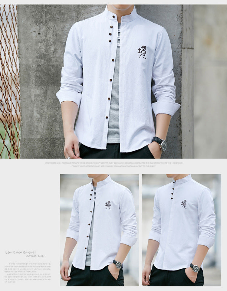 Men's Slim-fit Long-sleeved Stand-up Collar Shirt apparel & accessories