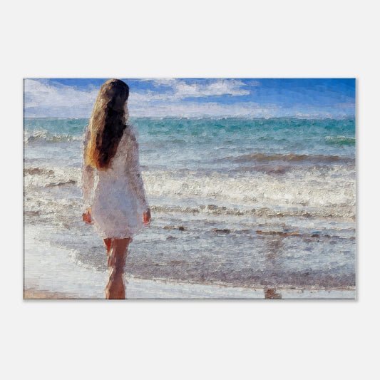 Girl at the beach Canvas Print Material
