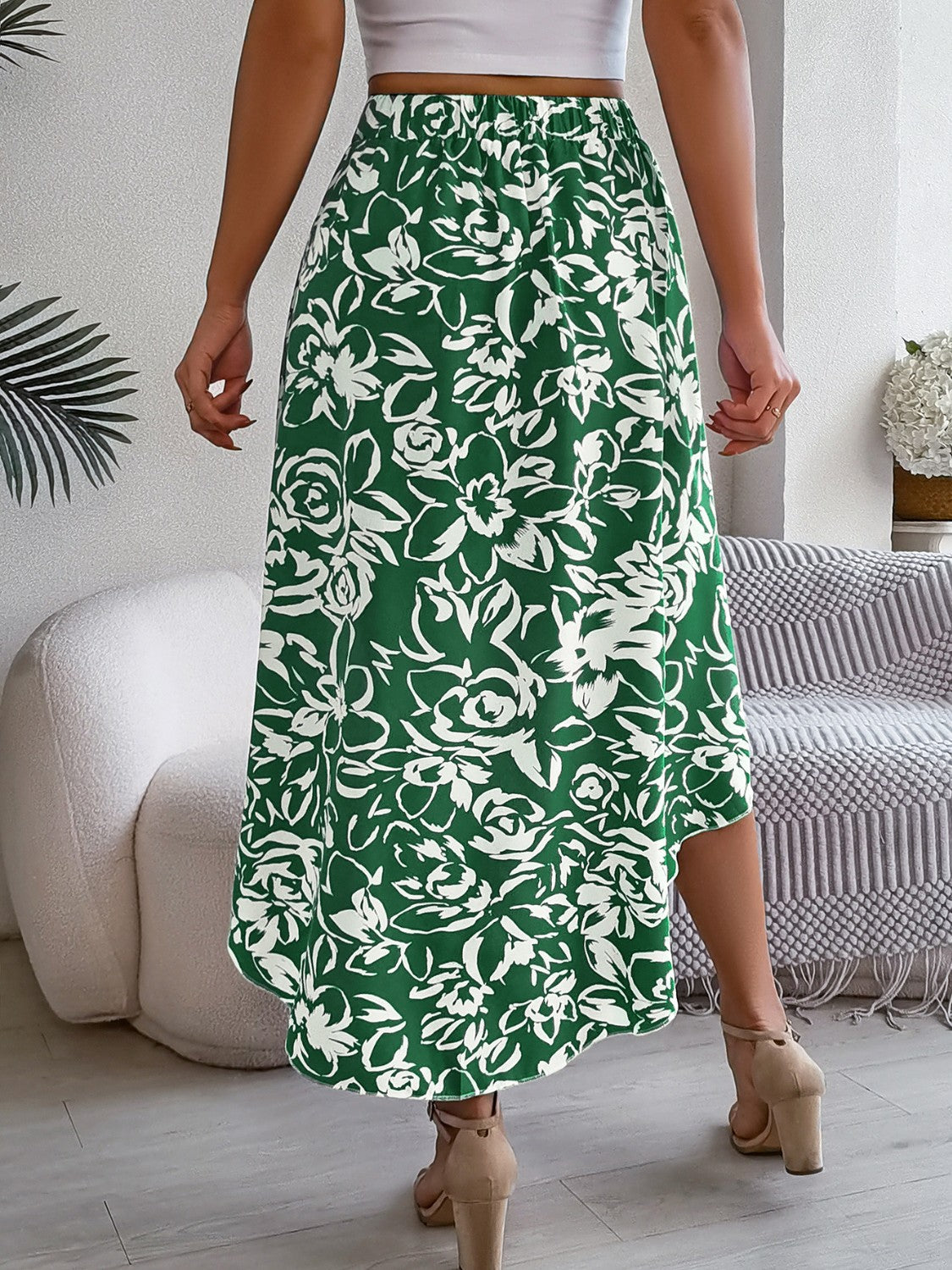 High-Low Printed High Waist Skirt Bottom wear