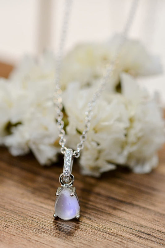 High Quality Natural Moonstone Teardrop Pendant 925 Sterling Silver Necklace apparel & accessories