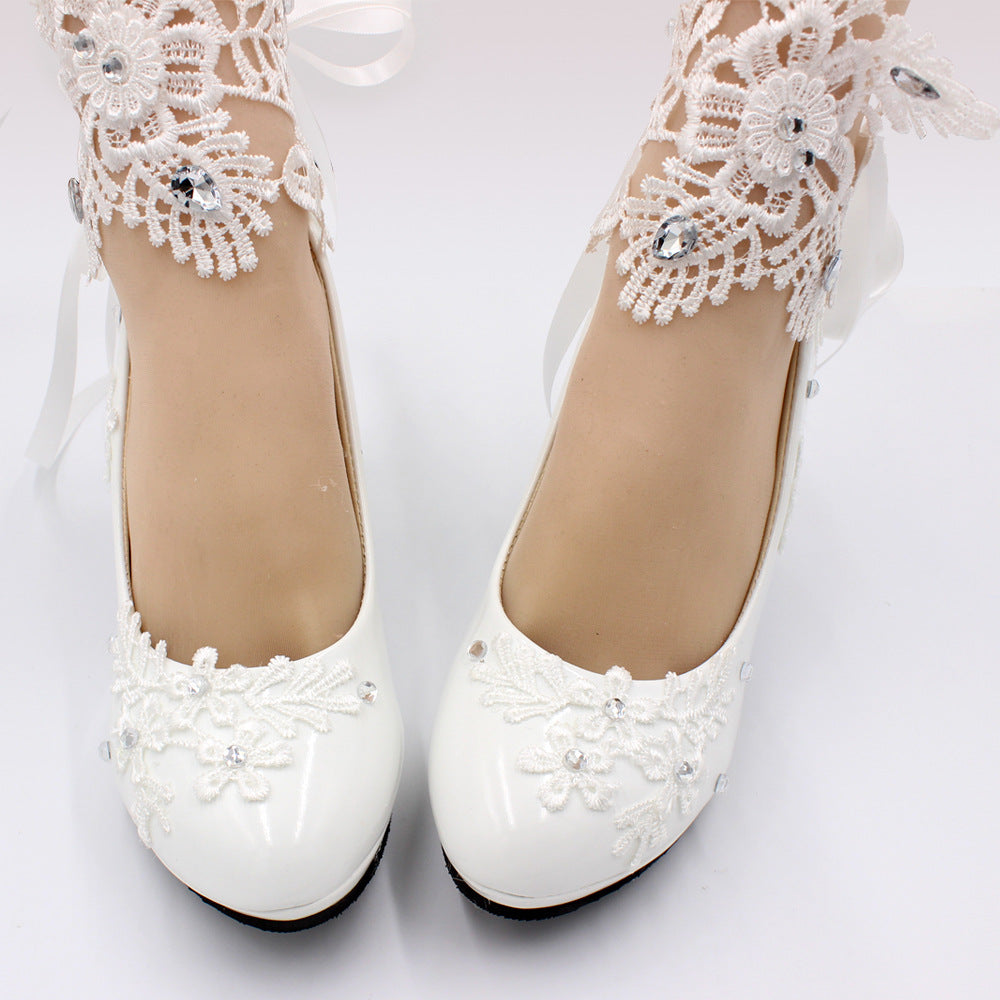 Women's White High-heeled Wedding Shoes Shoes & Bags