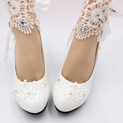 Women's White High-heeled Wedding Shoes Shoes & Bags