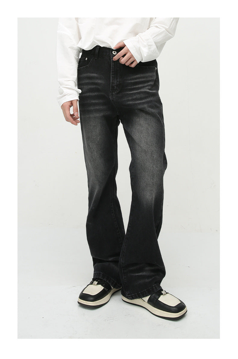 Loose Washed-out Slightly Flared Jeans men's clothing