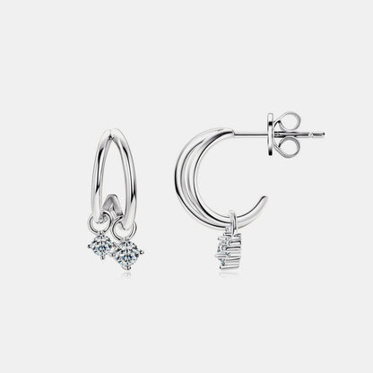925 Sterling Silver Moissanite C-Hoop Earrings apparel & accessories