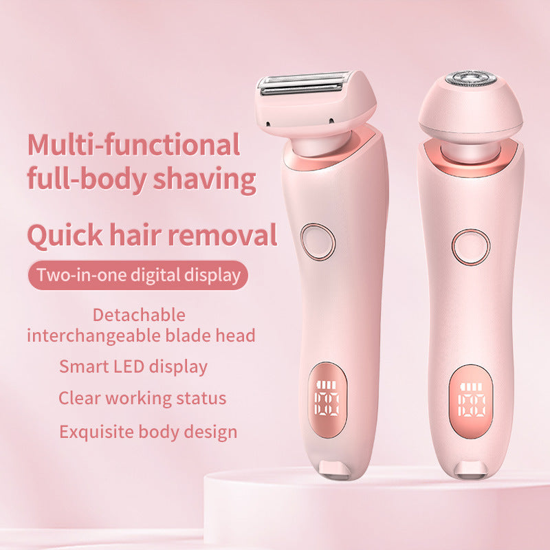 2 In 1 Hair Removal Epilator USB Rechargeable Trimmer Women Body Razor HOME