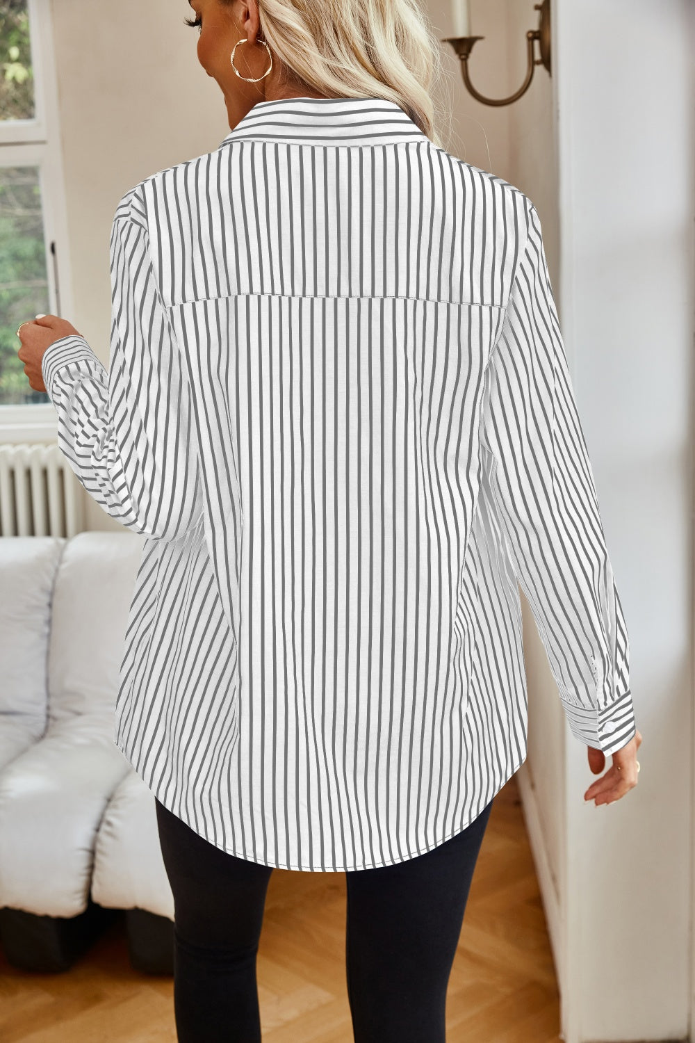 Striped Button Up Long Sleeve Shirt apparel & accessories