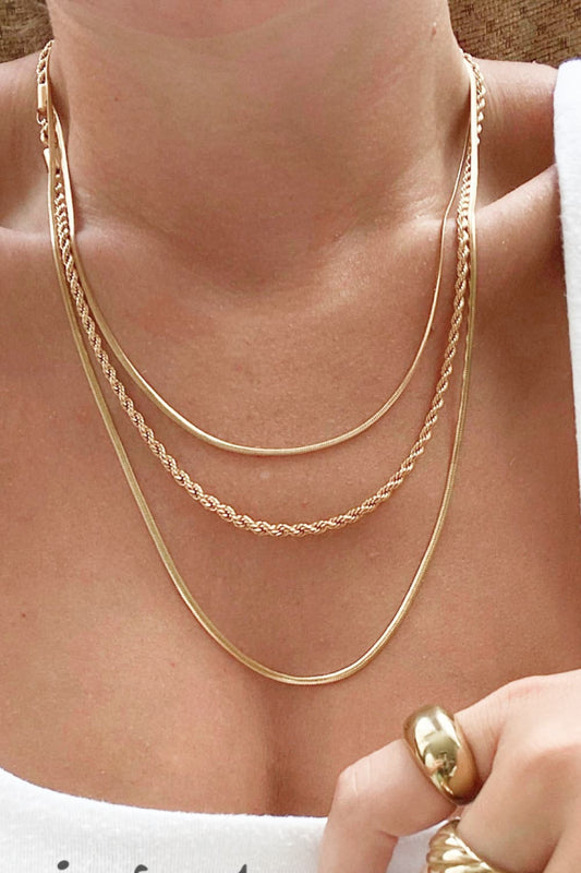 Stainless Steel 18K Gold-Plated Triple Layer Necklace apparel & accessories