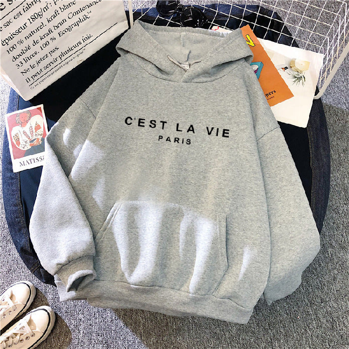 Loose Sweater Student Hoodie With Letter Print Sports Tops apparels & accessories