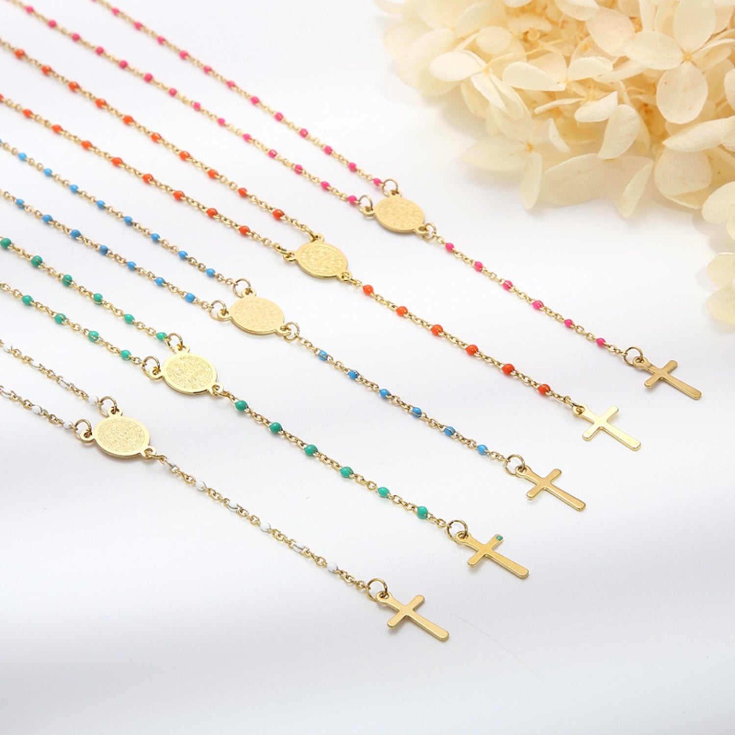 Stainless Steel Beaded Cross Necklace apparel & accessories