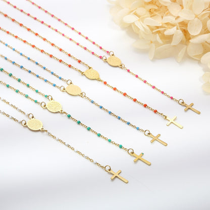 Stainless Steel Beaded Cross Necklace apparel & accessories