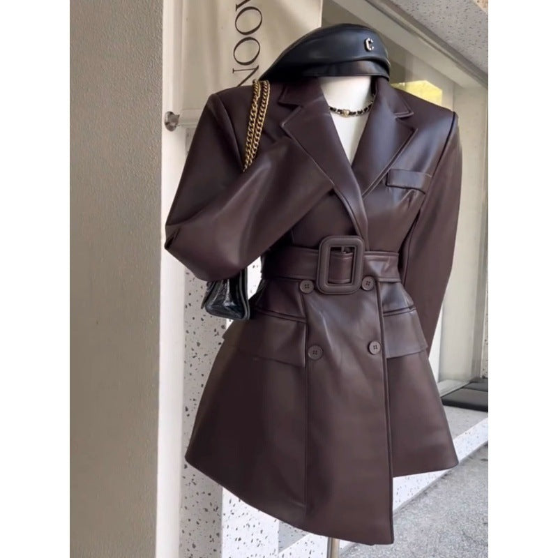 Fashionable Retro Beautiful Leather Coat apparels & accessories