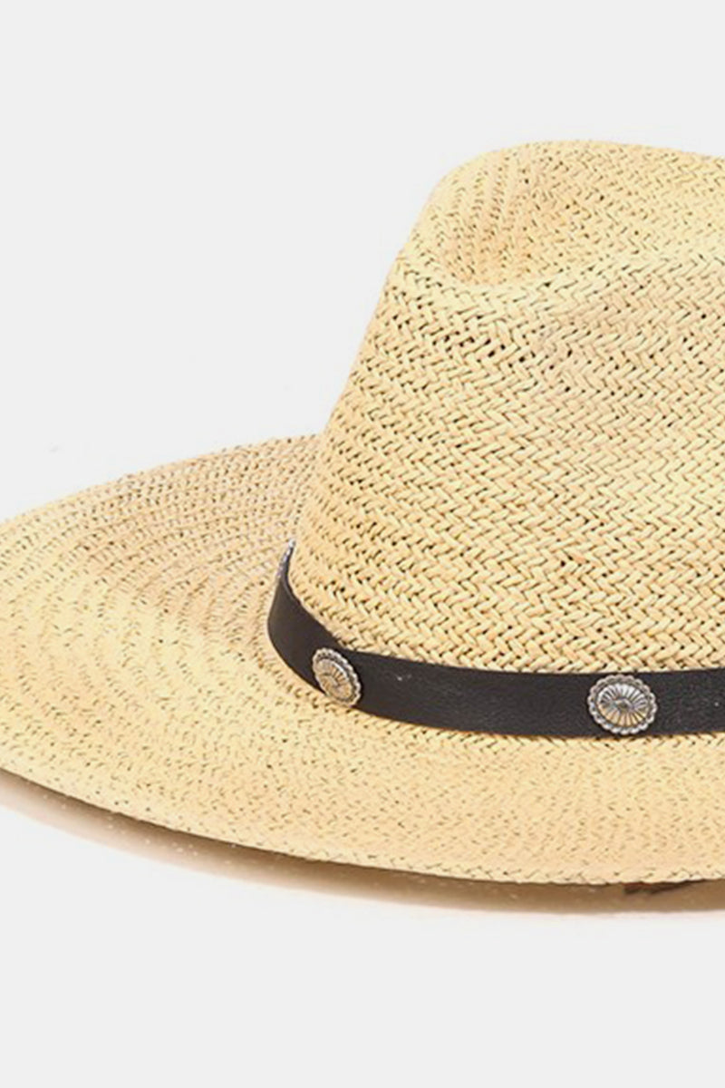 Fame Belt Strap Straw Hat apparel & accessories