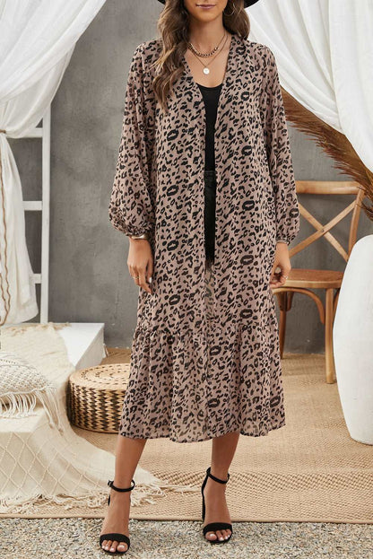 Animal Print Long Sleeve Open Front Cardigan apparel & accessories