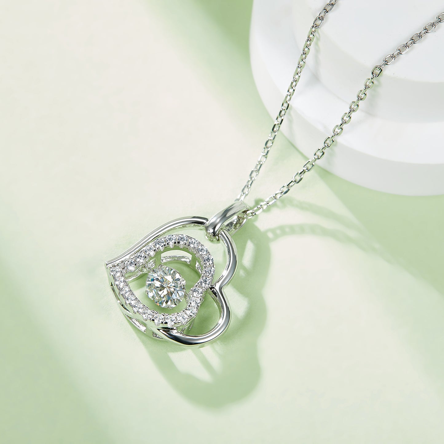 Moissanite 925 Sterling Silver Heart Necklace apparel & accessories