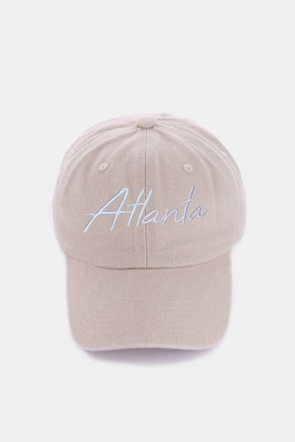 Zenana Washed ATLANTA Embroidered Baseball Cap Hat