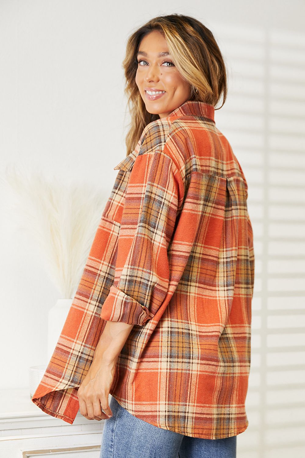 Plaid Dropped Shoulder Shirt Dresses & Tops