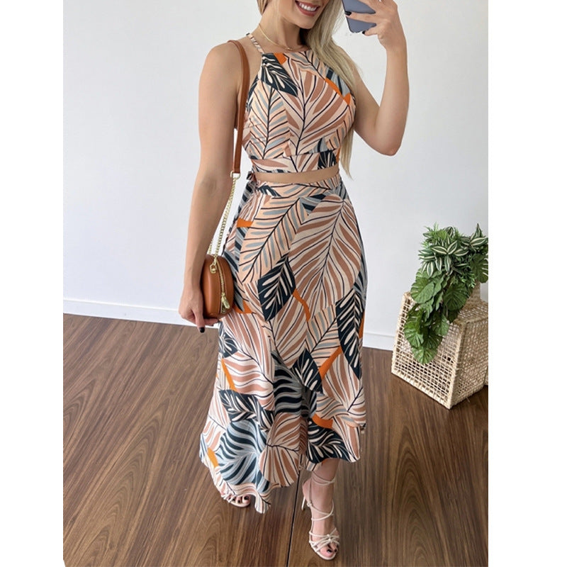 Casual Printed Short Lace Vest High Waist Dress apparels & accessories