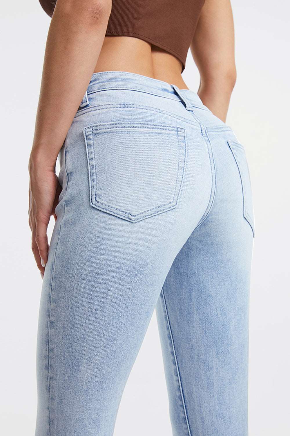 BAYEAS Full Size High Waist Raw Hem Washed Straight Jeans apparel & accessories