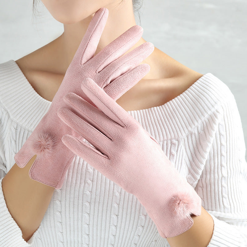 Suede Glove Warm Finger Gloves apparels & accessories