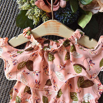 Girls Leaf Chiffon Sleeveless Holiday Bohemian Kids clothes
