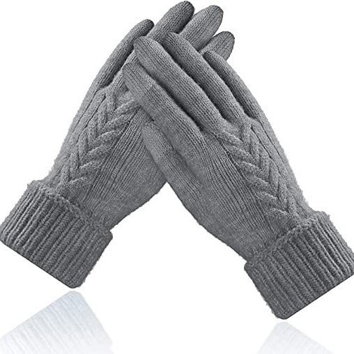 Autumn And Winter Jacquard Dark Gray Warm Touch Screen Magic Gloves apparels & accessories