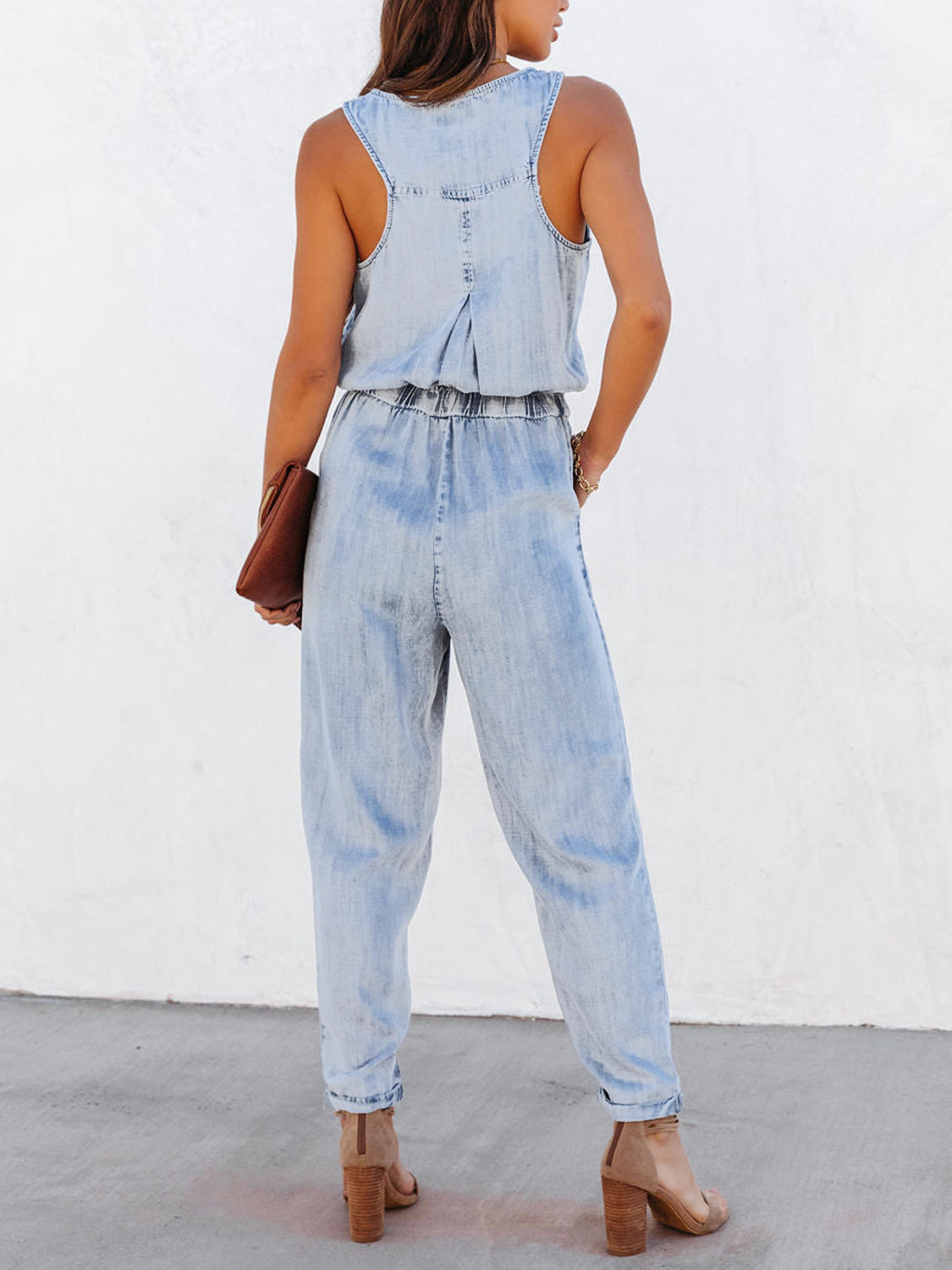 Drawstring Waist Sleeveless Jumpsuit apparel & accessories