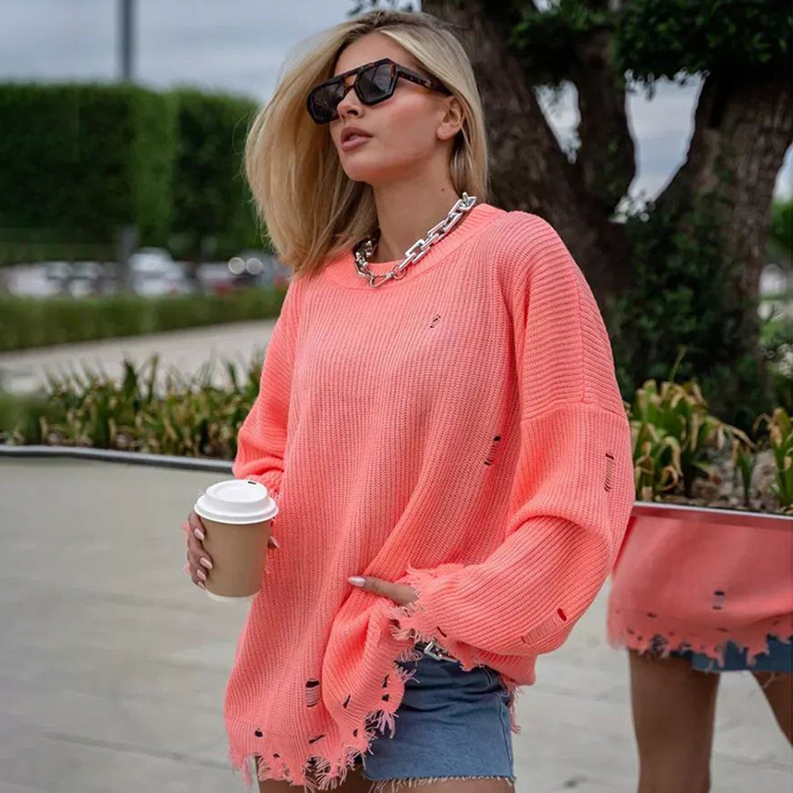 Round Neck Mid-length Long Sleeve Sweater apparels & accessories