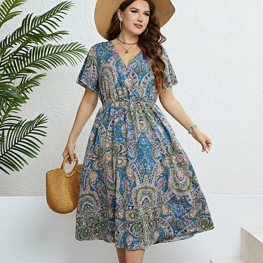 Summer V-neck Waist Trimming Fashion Slimming Dress For Women apparels & accessories